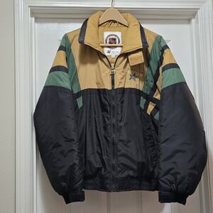 DALLAS STARS TURBO ZONE Vintage Embroidered Men's Puffer Jacket Large Hooded